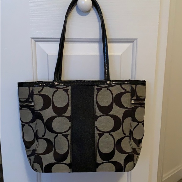 Coach Signature Canvas Tote in Black - Picture 3 of 11